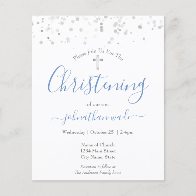 Budget Fancy Script Christening Flyer (Front)