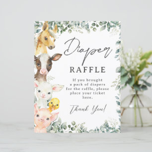 Budget Farm Animals Baby Shower Diaper Raffle Sign