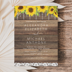 Budget Farmhouse Sunflower Wedding Invitation Flyer