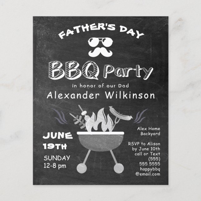 BUDGET Father's Day Chalkboard BBQ Invitation (Front)