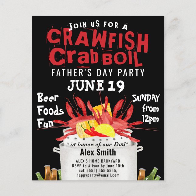 BUDGET Father's Day Photo Crawfish Party Invite (Front)