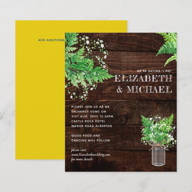 BUDGET Fern Greenery Wedding Invite (Front/Back)