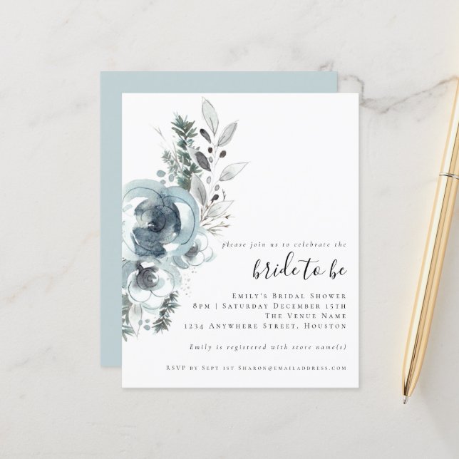 Budget Festive Foliage Bridal Shower Invitation (Front/Back In Situ)