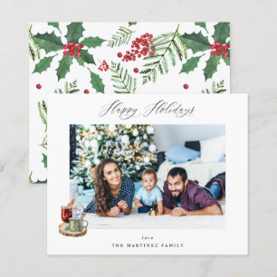 Budget Festive Happy Holidays Photo - Holly Berry