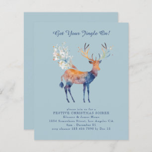 Budget Festive Reindeer Christmas Party Invite