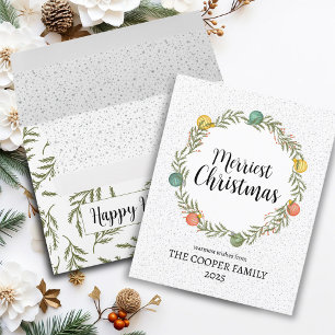 Budget Festive Wreath Christmas Holiday Card