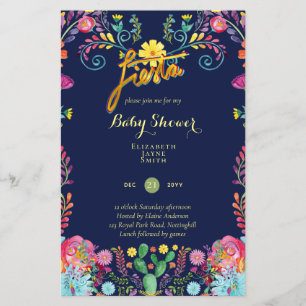 BUDGET Fiesta Baby Shower Folk Art Flowers Invite