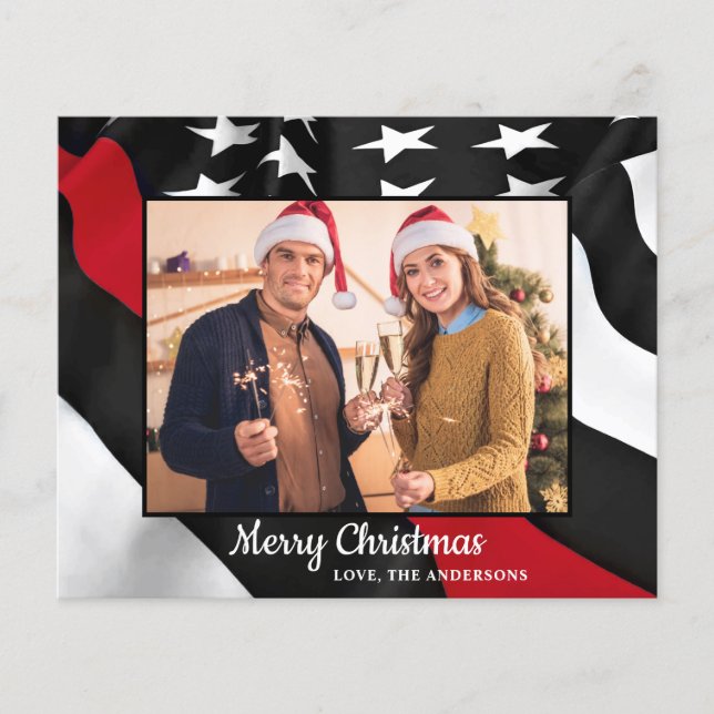 Budget Firefighter Christmas Thin Red Line Flag (Front)