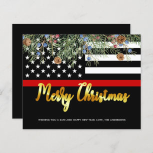 Budget Firefighter Flag Christmas Card