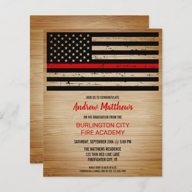 Budget Firefighter Graduation Thin Red Line (Front/Back)