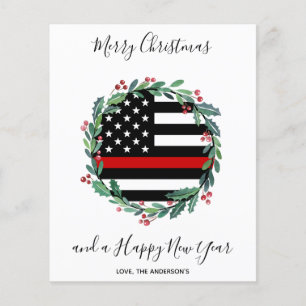 Budget Firefighter Thin Red Line Christmas Card