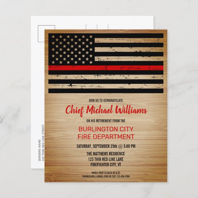 Budget Fireman Firefighter Retirement Invitation (Front/Back)
