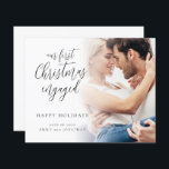 BUDGET First Christmas Engaged Script Photo<br><div class="desc">A value for money BUDGET alternative on a smaller size 4.5 x 5.6” semi-gloss 110lbs weight, which is of similar thickness to a postcard (however is not suitable to use as a postcard.). PLEASE NOTE there is ONE per sheet. BUDGET First Christmas Engaged Script Custom Photo. A fully customisable design...</div>