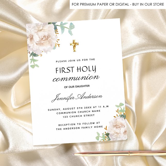 Budget first communion eucalyptus white floral (Creator Uploaded)