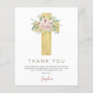 Budget First Holy Communion Thank You Dusty Pink Flyer