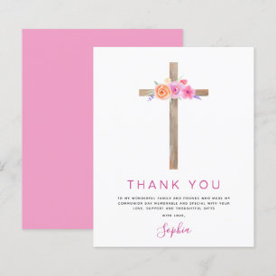 Budget First Holy Communion Thank You Floral Pink