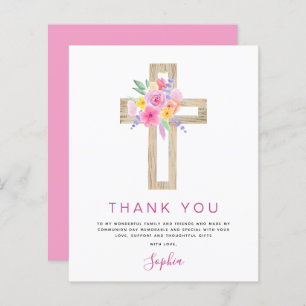 Budget First Holy Communion Thank You Floral Pink