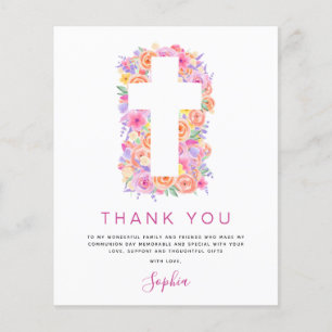 Budget First Holy Communion Thank You Floral Pink Flyer