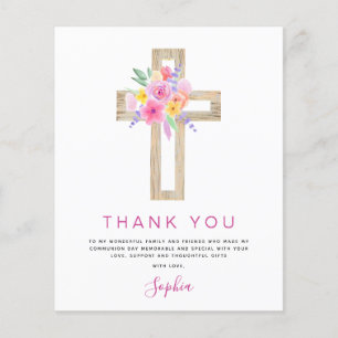 Budget First Holy Communion Thank You Floral Pink Flyer
