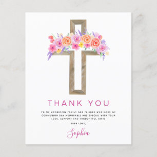 Budget First Holy Communion Thank You Floral Pink Flyer