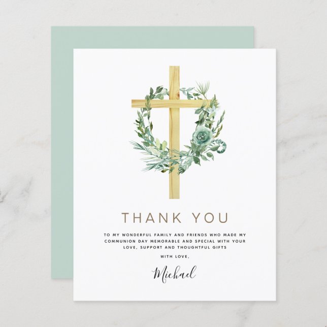 Budget First Holy Communion Thank You Greenery (Front/Back)