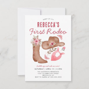Budget First Rodeo Blush Pink Cowgirl 1st Birthday Card