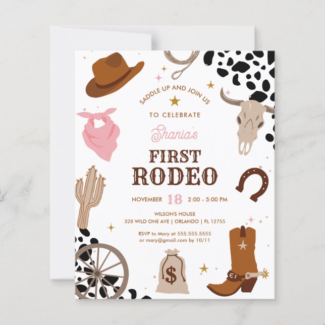 Budget First Rodeo Wild West Girl 1st Birthday (Front)
