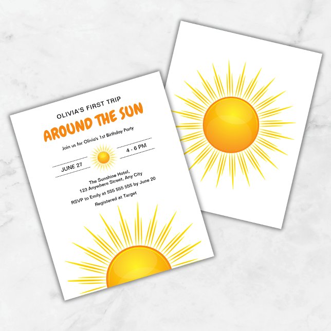 Budget First Trip Around the Sun Birthday Invite  (Budget Boho First Trip Around the Sun 1st Birthday Invitation )
