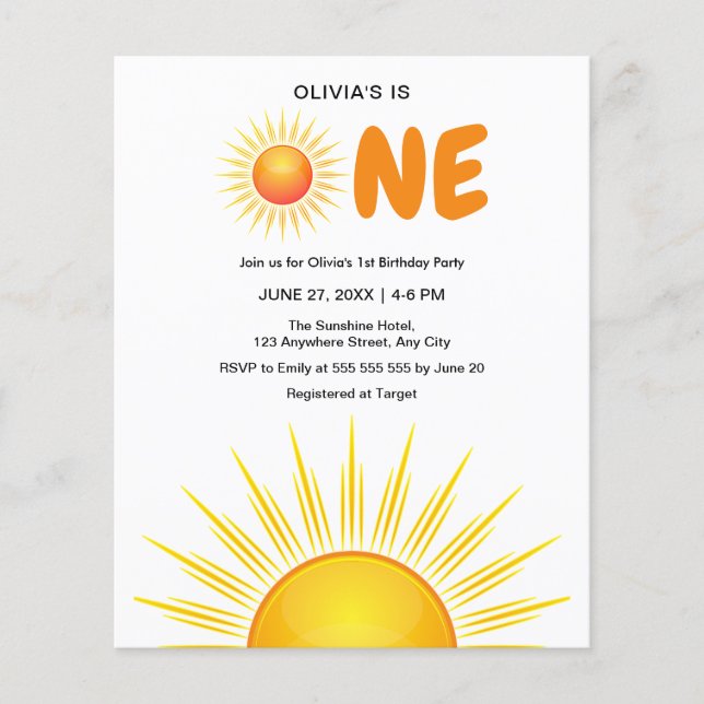 Budget First Trip Around the Sun Birthday Invite  Flyer (Front)