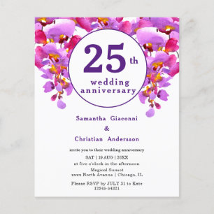 Budget Floral 25th Wedding Anniversary Invitation