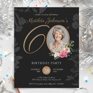 Budget Floral 60th Birthday Party Invitation