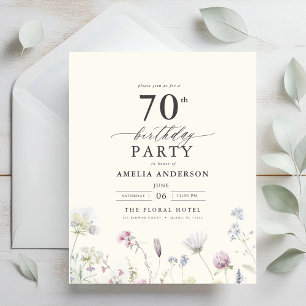 Budget Floral 70th Birthday Invitation