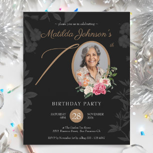 Budget Floral 70th Birthday Party Invitation
