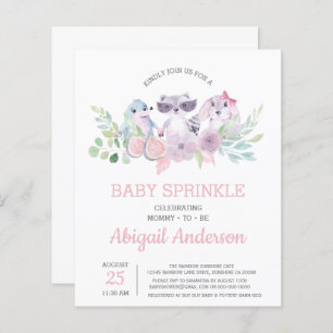 Budget Floral Animal Baby Sprinkle Invitation