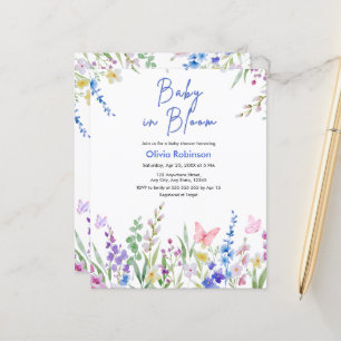 Budget Floral Baby in Bloom Baby Shower Invitation