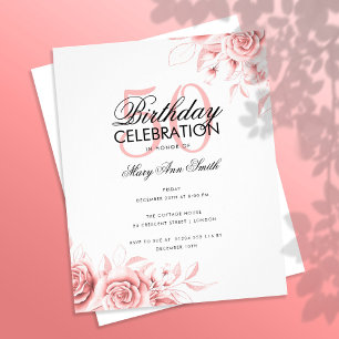Budget Floral Birthday Party Rose Gold Flyer