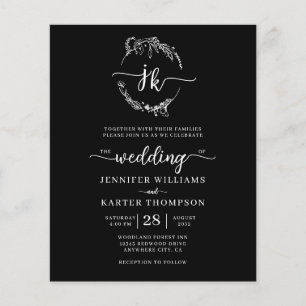 BUDGET Floral Black White Monogram Photo Wedding