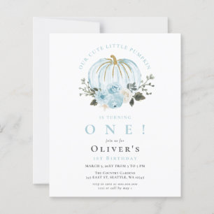 Budget Floral Blue Pumpkin Boy Fall Birthday 