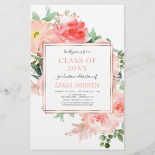 Budget Floral Blush Coral 2023 Grad Invitation