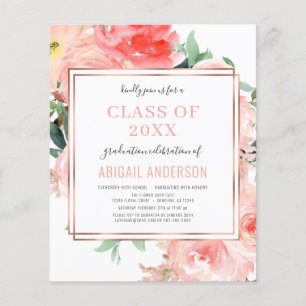 Budget Floral Blush Coral 2023 Grad Invitation