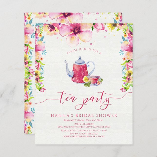 Budget Floral Bridal Shower Tea Party (Front/Back)