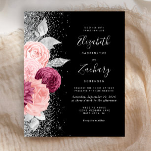Budget Floral Burgundy Blush Silver Black Wedding