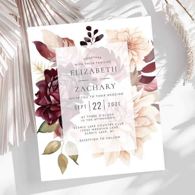 Budget Floral Burgundy Cream Fall Wedding Invite (Creator Uploaded)