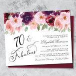 Budget Floral Burgundy Pink 70th Birthday Party<br><div class="desc">Elegant and budget-friendly 70th birthday party invitation featuring "70 & Fabulous" in a chic calligraphy script and watercolor bouquets of burgundy red and pink florals with sage green greenery.</div>