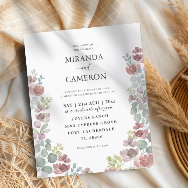 Budget Floral Burnt Orange Wedding Invitation (Creator Uploaded)