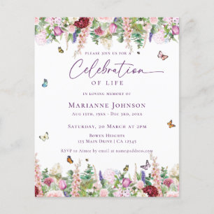 Budget Floral Butterflies Celebration of Life Flyer