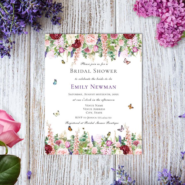 Budget Floral Butterfly Bridal Shower Invitation (Creator Uploaded)
