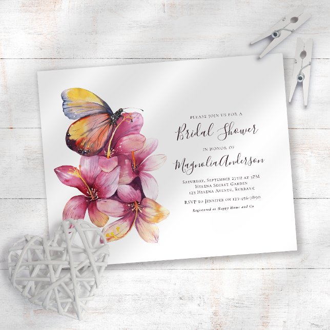Budget Floral Butterfly Bridal Shower Invitation (Creator Uploaded)