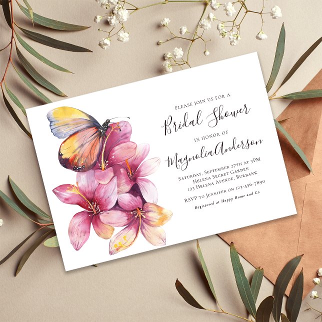 Budget Floral Butterfly Bridal Shower Invitation (Creator Uploaded)
