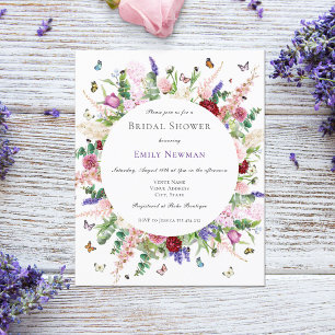 Budget Floral & Butterfly Bridal Shower Invitation
